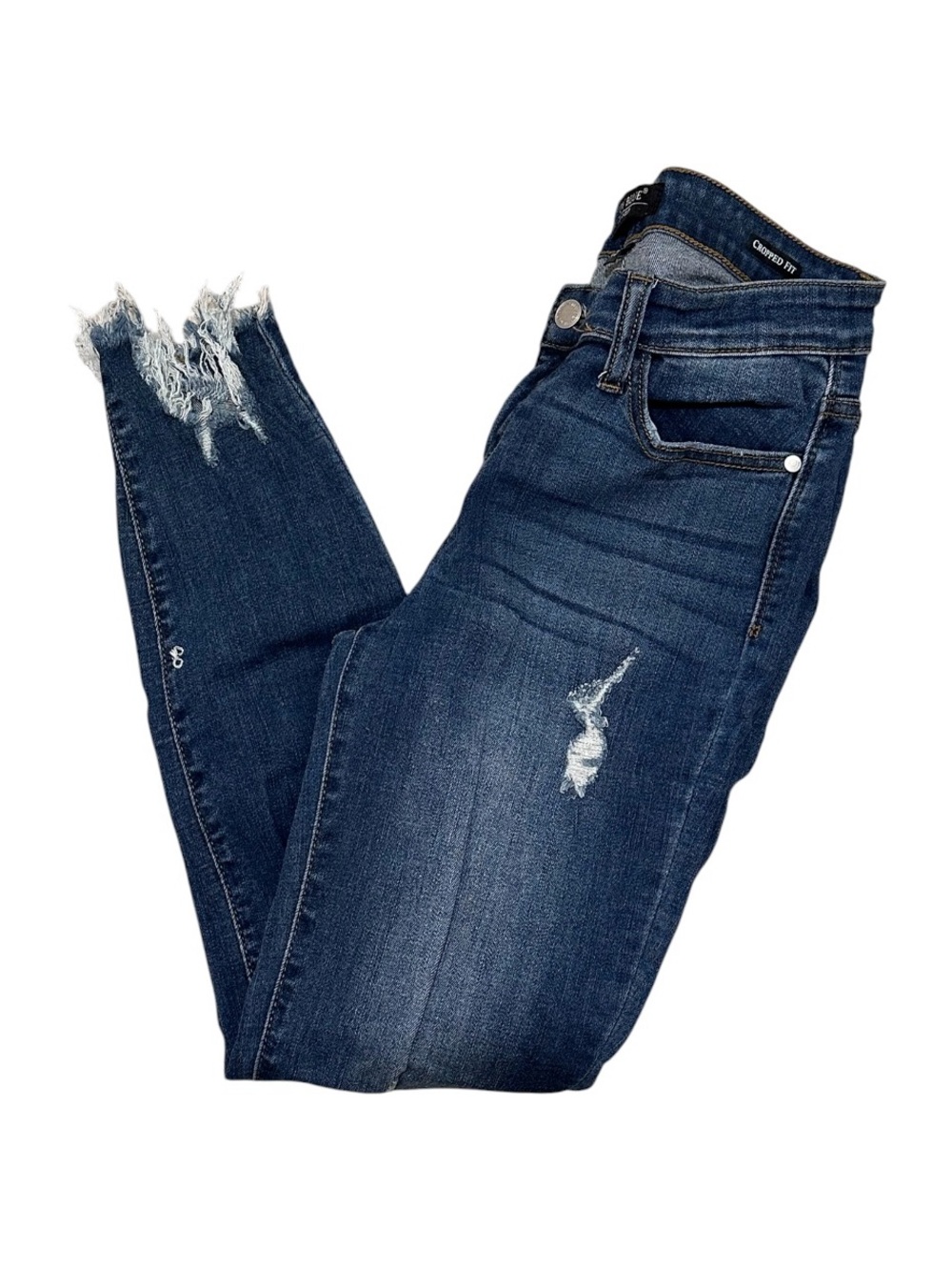 Judy Blue Distressed Cropped Fit - Dark Blue